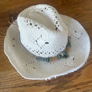 Paper White Straw Cowgirl Hat with Band